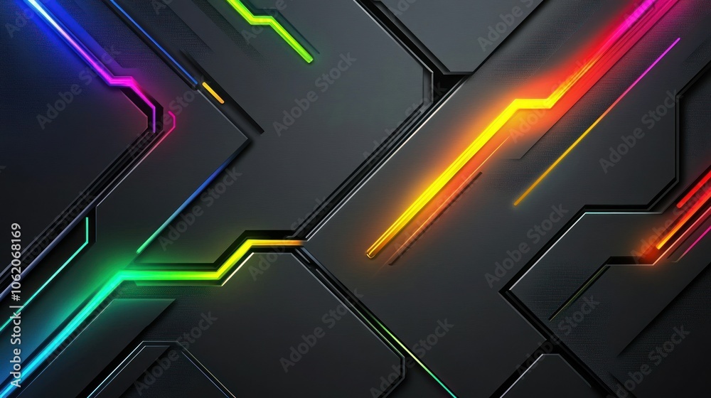 Abstract background rainbow glowing neon lines gray wall modern cyber gaming theme wallpaper AI generated image Abstract background rainbow glowing neon lines gray wall modern cyber gaming theme wallpaper AI generated image