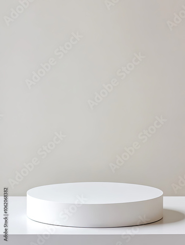 White, round, flat podium