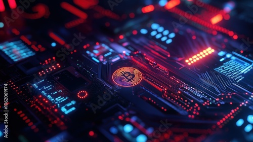 Futuristic circuit board machine Glowing cyberpunk neon energy advanced technology background wallpaper AI generated image