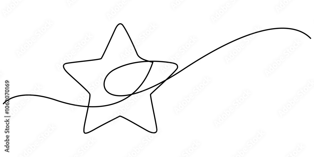 One line  Drawing or illustration of a star, hand draw doodle stars illustration in continuous line arts style vector, Star continuous one line drawing vector illustration, Star Shapes Continuous Line