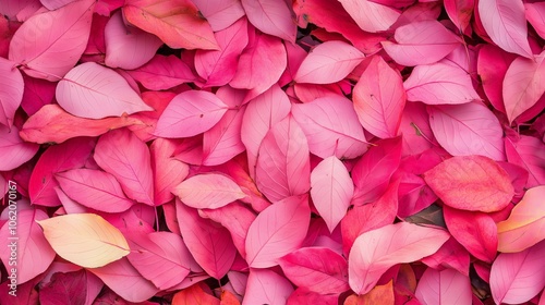 Fototapeta Naklejka Na Ścianę i Meble -  Hot pink fall leaves covering the ground.