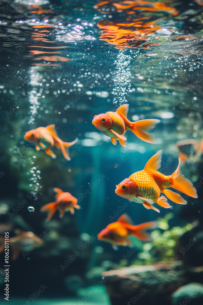 goldfish in aquarium goldfish in aquarium
