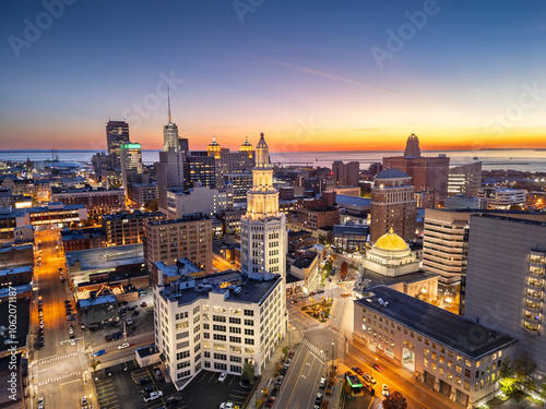 Buffalo, New York, USA Downtown Skyline at Golden Hour