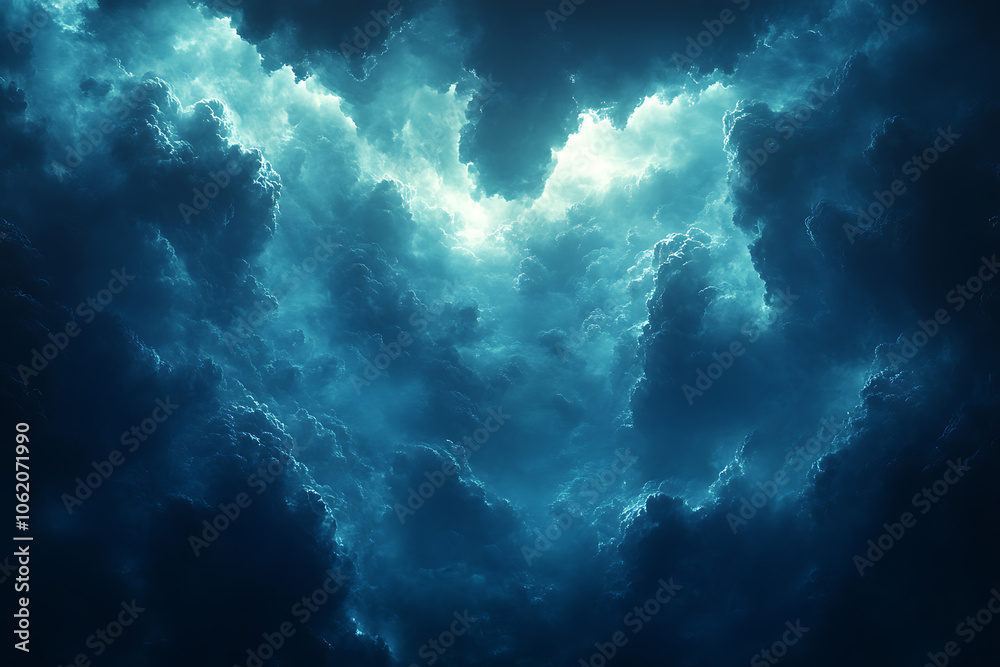 Dark blue stormy sky with dramatic, intense clouds and deep shadows, capturing the powerful and moody atmosphere of an approaching thunderstorm.
Dark blue stormy sky with dramatic, intense clouds and deep shadows, capturing the powerful and moody atmosphere of an approaching thunderstorm.