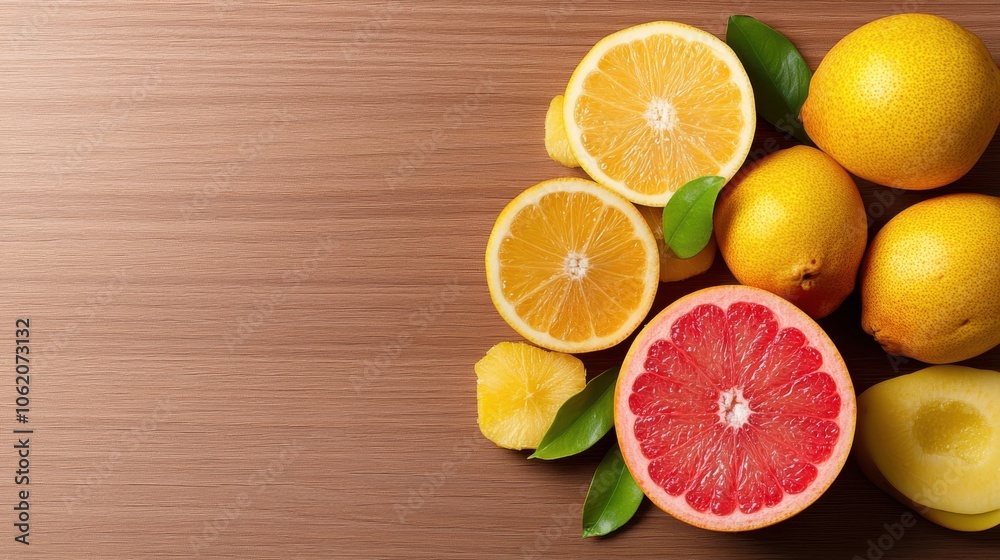 Vibrant Citrus Fruits Display: Oranges and Grapefruits in Perfect Harmony.
