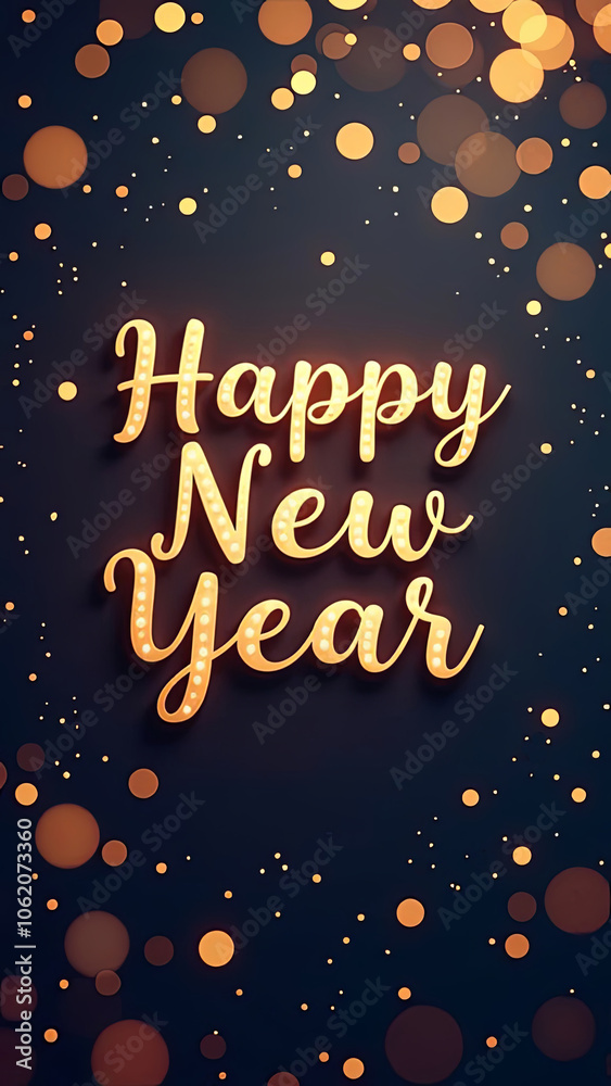 Elegant happy new year typography on dark background. Elegant happy new year typography on dark background.