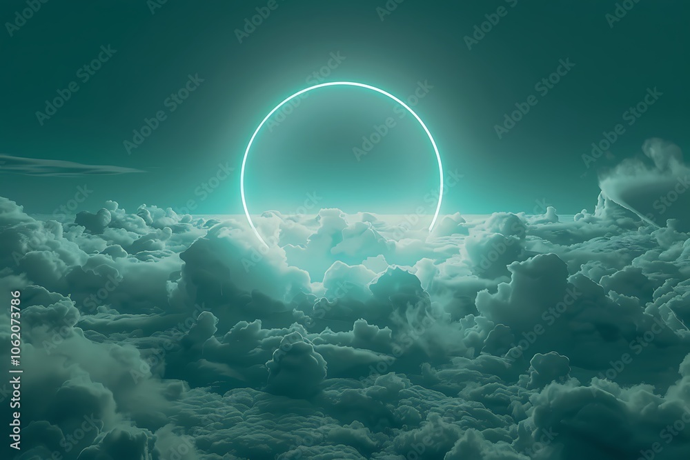 Fantasy landscape with bright sun over clouds Fantasy landscape with bright sun over clouds