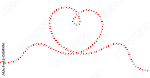Heart rope Christmas border card line love design vector