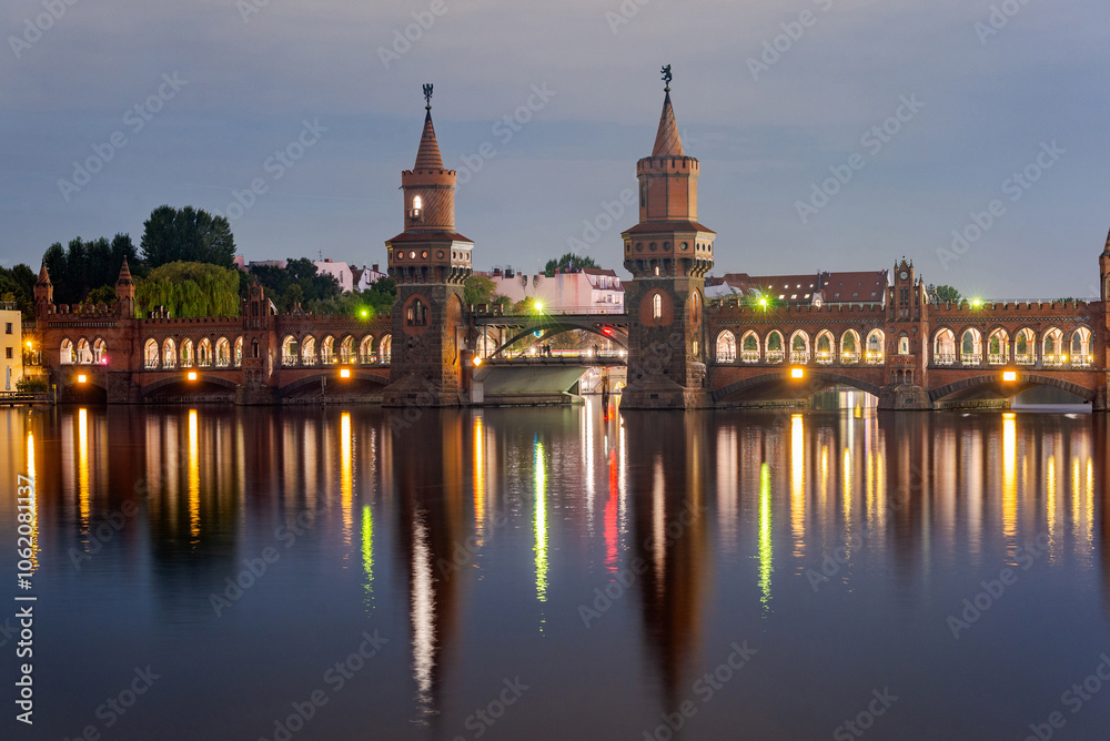 Berlin, Germany at the Oberbaum Bridge over the Spree River Berlin, Germany at the Oberbaum Bridge over the Spree River