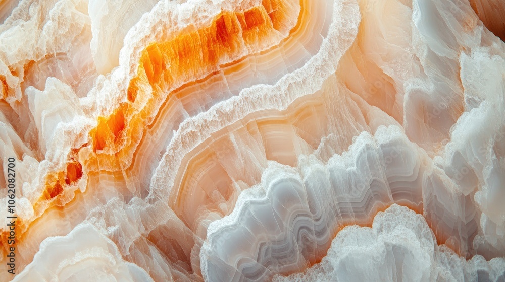 Close-up of beautiful onyx with natural cream and orange tones, showcasing its translucent textures Close-up of beautiful onyx with natural cream and orange tones, showcasing its translucent textures