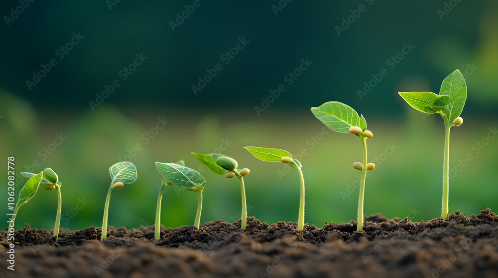 Fototapeta premium Young Plant Sprouting from the Soil Representing New Growth and Nature