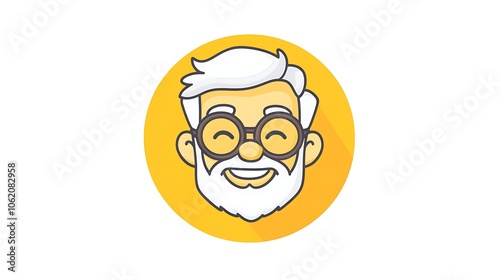 Cheerful Elderly Man Profile Illustration