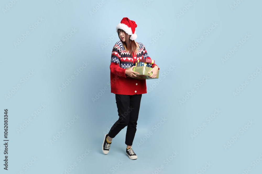 Woman wearing Santa hat