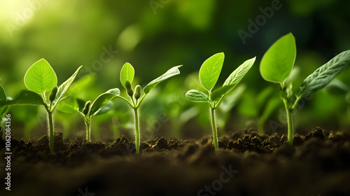 Young Plant Sprouting from the Soil Representing New Growth and Nature