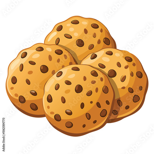 Oatmeal Raisin Cookie vector illustration Isolated white background.