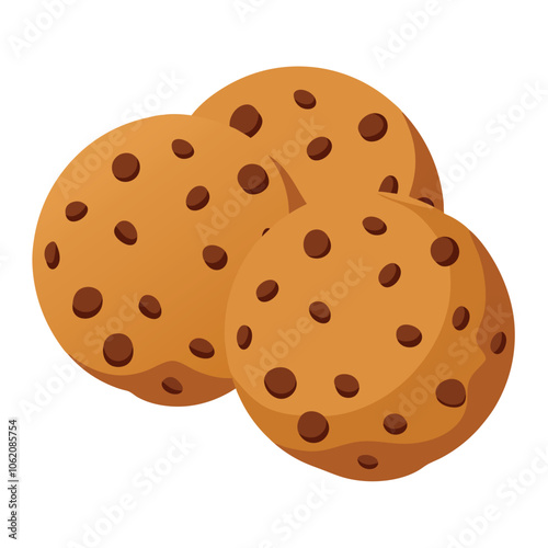 Oatmeal Raisin Cookie vector illustration Isolated white background.