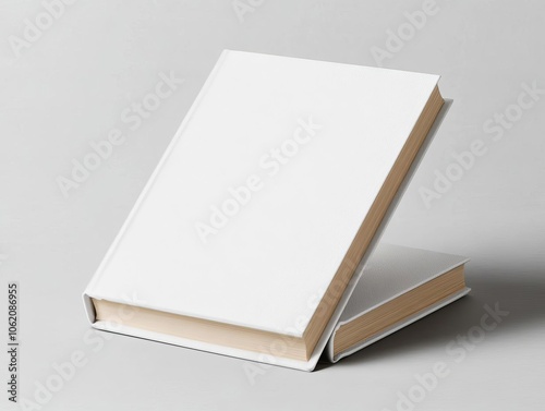 Close-up of standing hardcover book with textured blank cover and spine, textured hardcover book mockup
