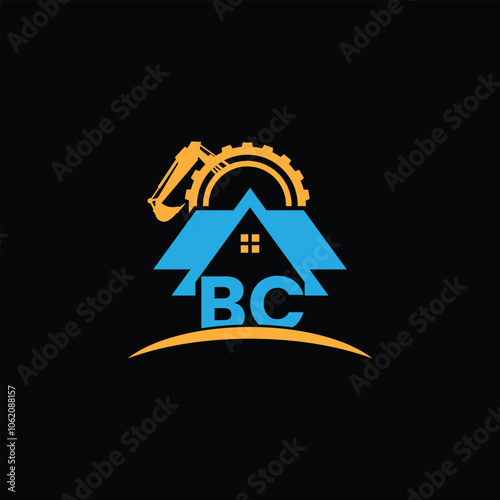 Construction Logo Design With Letter BC