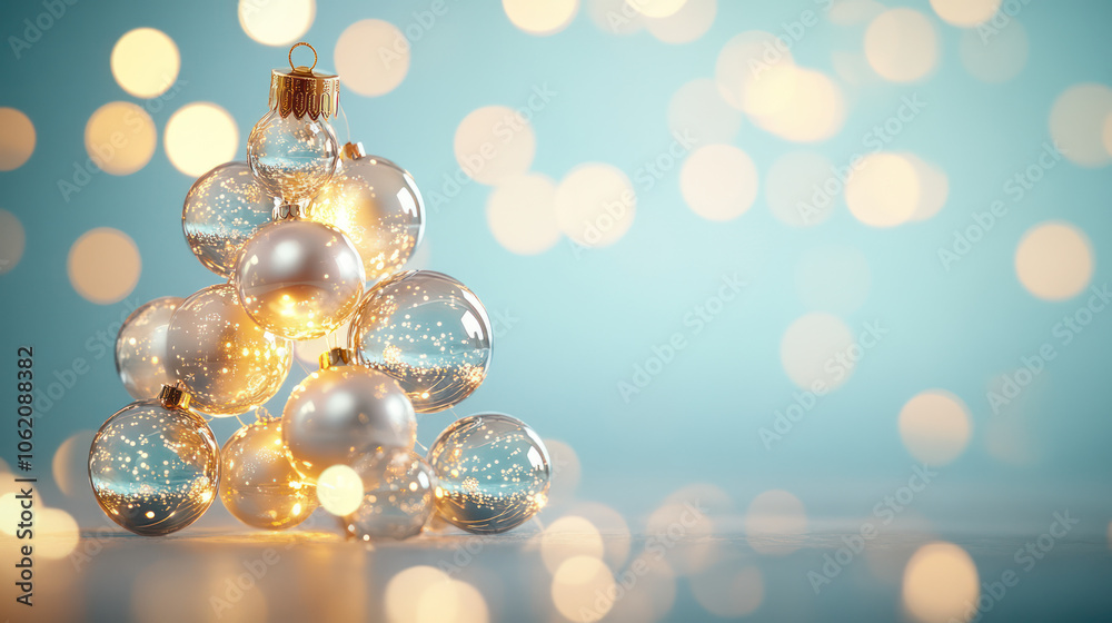 the clear balls ornament on the lighten light blue background the clear balls ornament on the lighten light blue background