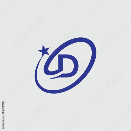 Abstract Circle And Star Symbol Technology With Letter D