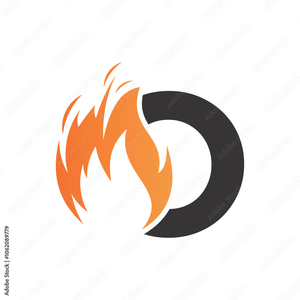 Initial letter logo with fire creative concept Premium Vector Initial letter logo with fire creative concept Premium Vector