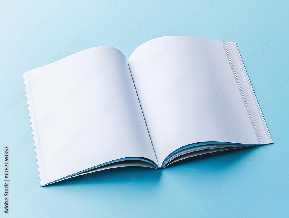 Open magazine mockup with blank pages and a slight vignette effect, creating focus on content area, vignette magazine mockup Open magazine mockup with blank pages and a slight vignette effect, creating focus on content area, vignette magazine mockup