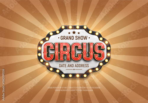 Circus banner with retro billboard. Poster for festival. Vector illustration.