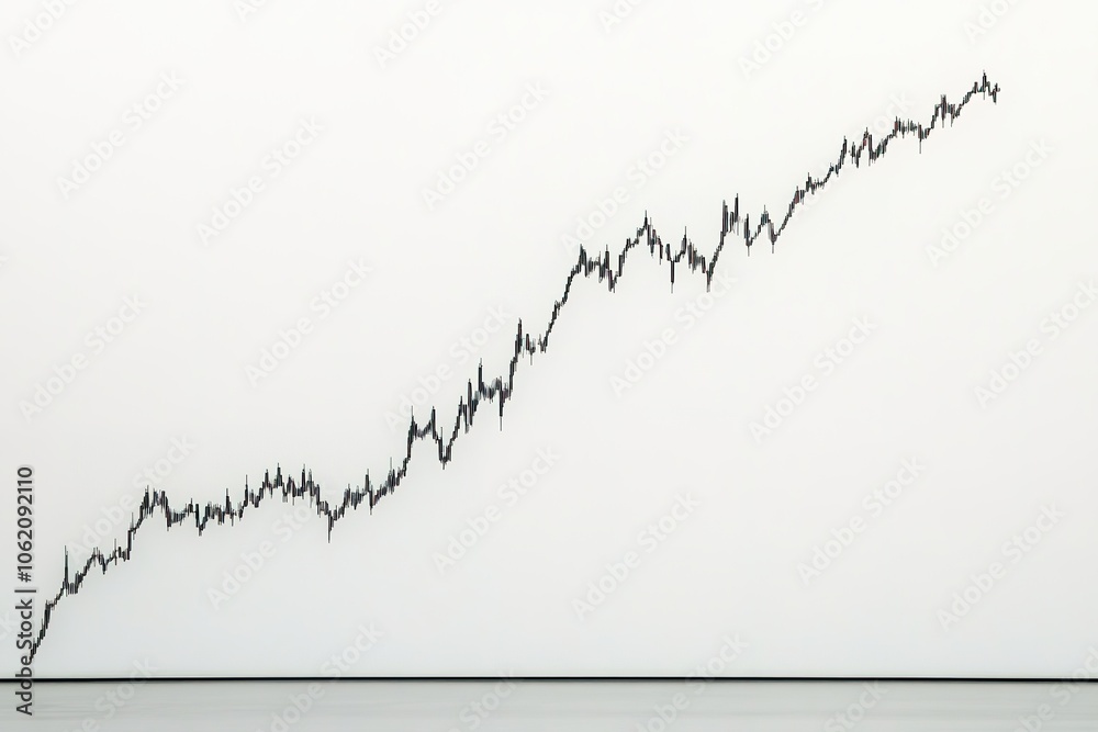 Rising stock market graph on clean background