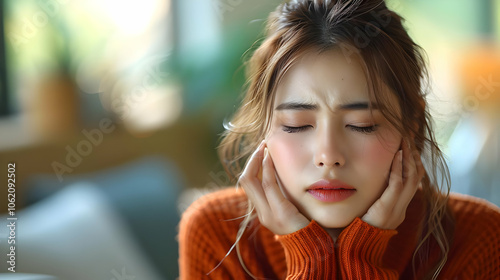 Woman in Orange Sweater Close-up Portrait Photo