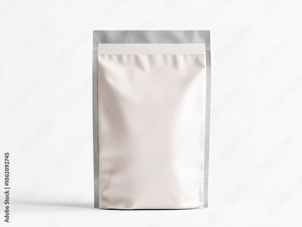 Solid color ziplock bag mockup in light grey, with realistic zip detail and soft shadow, solid grey ziplock bag mockup Solid color ziplock bag mockup in light grey, with realistic zip detail and soft shadow, solid grey ziplock bag mockup