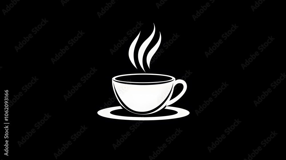 A sleek white coffee cup with steam rising, set against a black background. A sleek white coffee cup with steam rising, set against a black background.