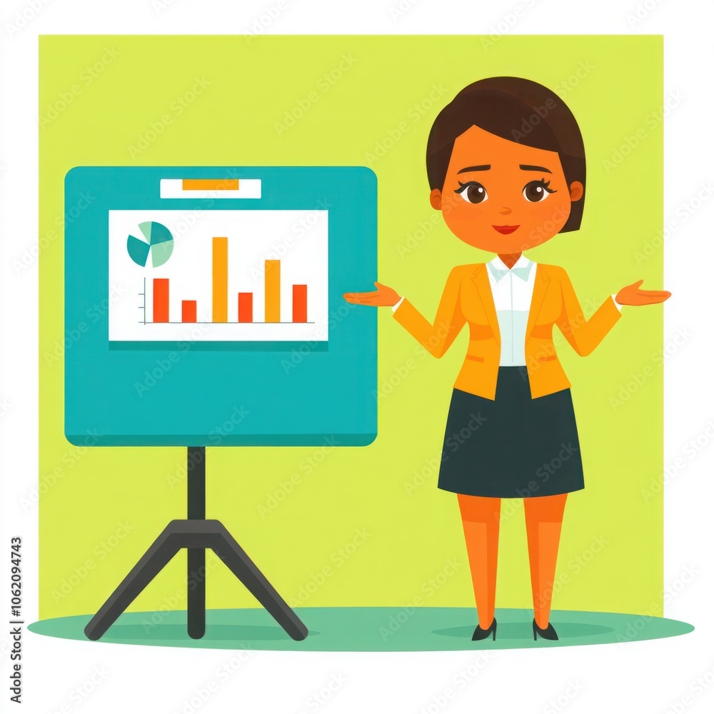 Businesswoman Analyzing Growth Chart in Presentation Businesswoman Analyzing Growth Chart in Presentation