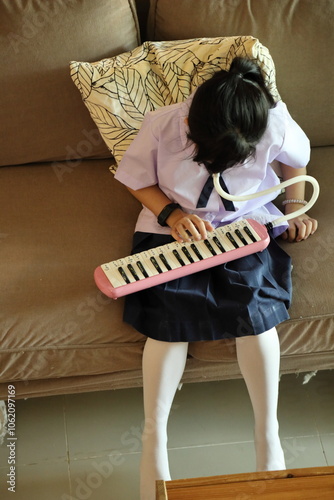 Girl with Melodeon photo