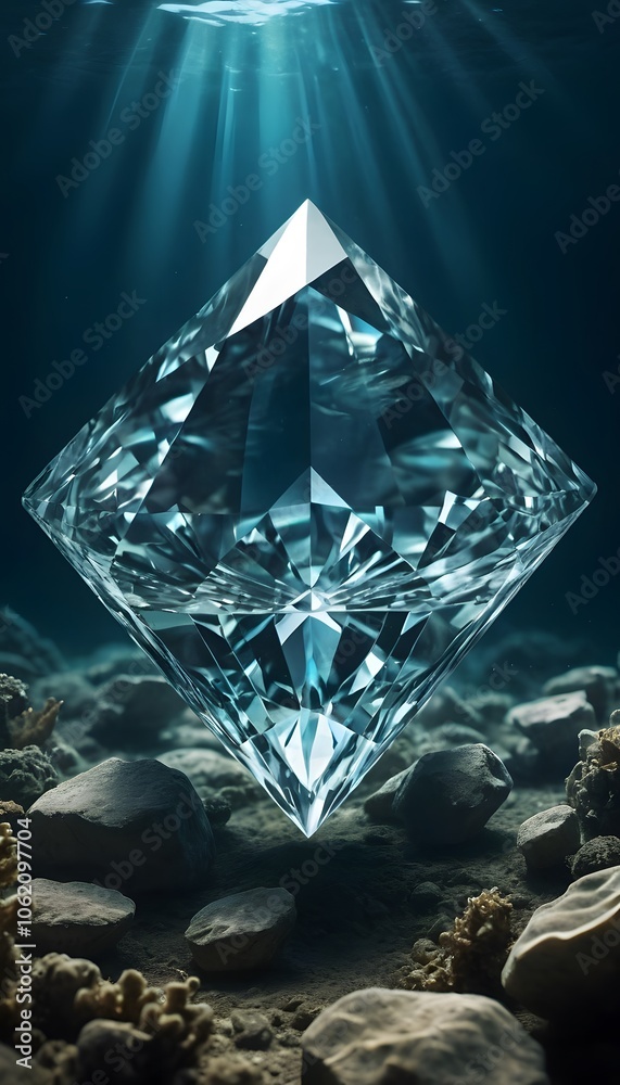 Obraz premium Stunning Underwater Crystal Diamonds Captured in Glorious Detail for Use in Marketing, Websites, or Art Projects
