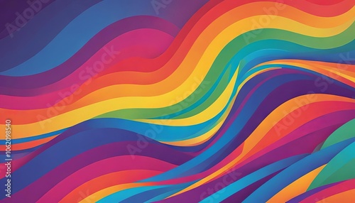 Colorful seamless rainbow wave pattern design with bright lines and a vibrant spectrum, perfect for a cheerful wallpaper or backdrop