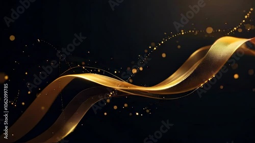 Animated gold ribbon on black background with glowing effect