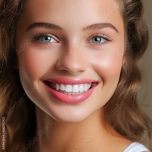 Confident Smile: Joyful Woman with Natural Beauty