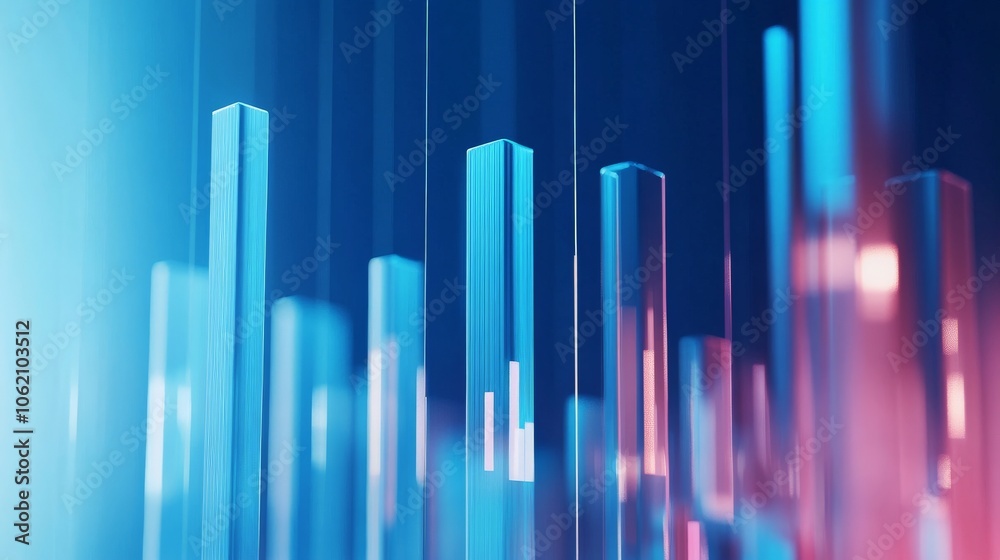 Abstract Blue and Pink Glass Prisms in a Vertical Pattern Abstract Blue and Pink Glass Prisms in a Vertical Pattern
