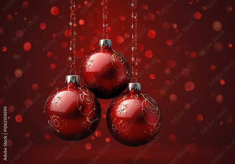 abstract red background with Christmas toys abstract red background with Christmas toys