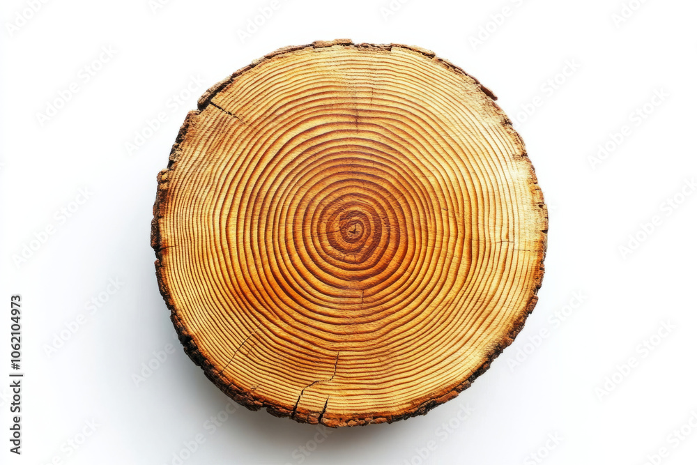 Natural wooden tree stump displaying growth rings and textures in bright light Natural wooden tree stump displaying growth rings and textures in bright light