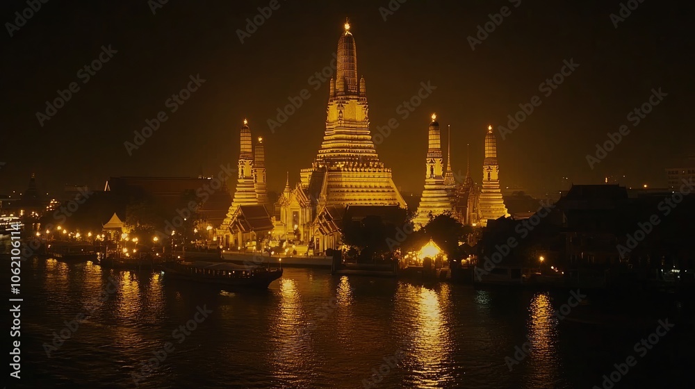 Nighttime View of Golden Temple by River Nighttime View of Golden Temple by River