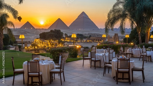 Sunset Dining Near Pyramids in Egypt