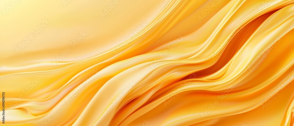 A tight shot of a yellow fabric displaying a wavy pattern at the bottom A tight shot of a yellow fabric displaying a wavy pattern at the bottom