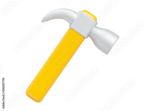 3d yellow hammer icon. Service, repair, icon concept. Stock vector illustration on isolated background.