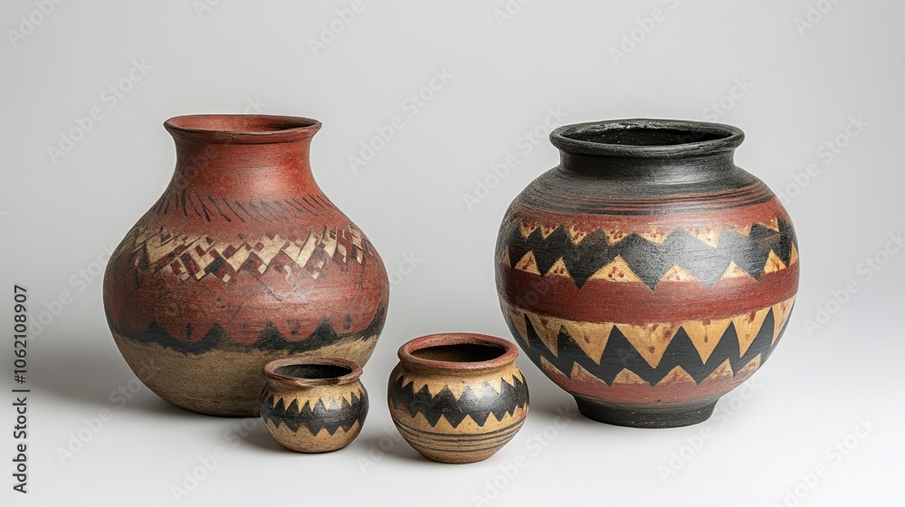 Colorful Handcrafted Clay Vessels with Unique Patterns Colorful Handcrafted Clay Vessels with Unique Patterns