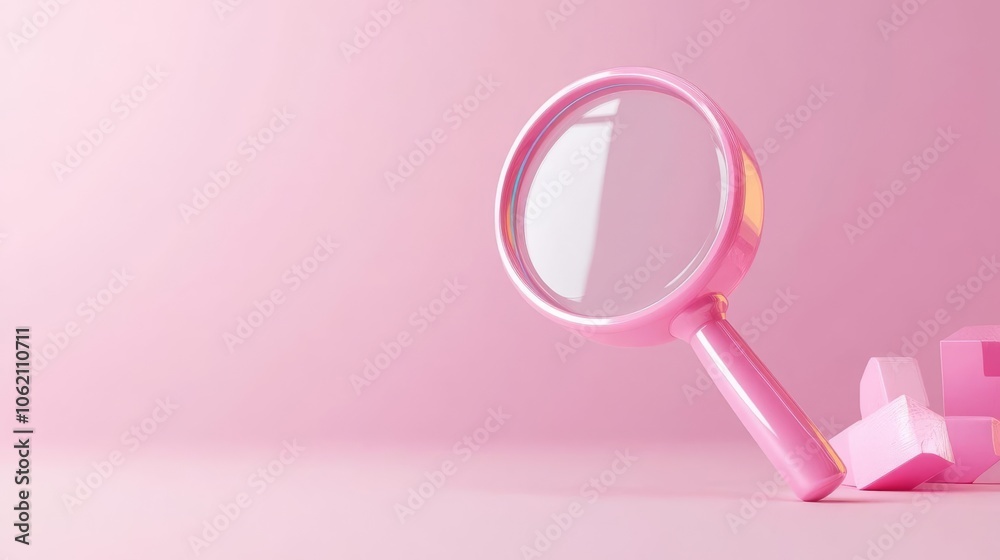 Clean floating search bar, small magnifying glass, empty background, 3D illustration Clean floating search bar, small magnifying glass, empty background, 3D illustration