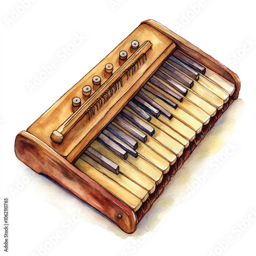 Harmonica watercolor clipart illustration