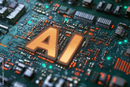 Tech AI concept controlling technological tools and intelligent robots. Development of an artificial code of ethics chips artificial intelligence science concept