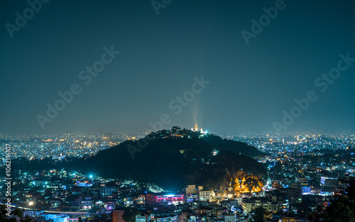 night view of Kathmandu city during Tihar festival in Nepal. photo