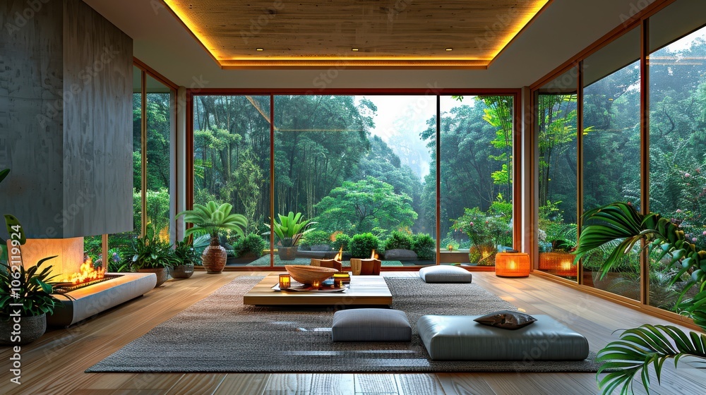 Fototapeta premium Cozy Modern Living Room with Natural Light and Comforting Furniture